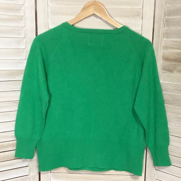 Jumper 1234 Kelly Green 100% Cashmere Cropped Cardigan 3 L - Picture 4 of 9